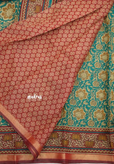 Kalanjali chanderi silk cotton kalamkari floral prints - Teal green
